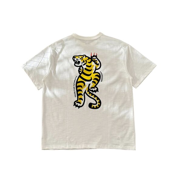 White Short-Sleeved T-Shirt With Tiger Head-Turning Print Human Made - Picture 1 of 7